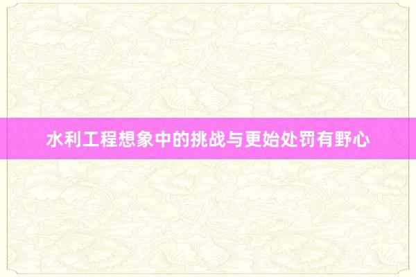 水利工程想象中的挑战与更始处罚有野心