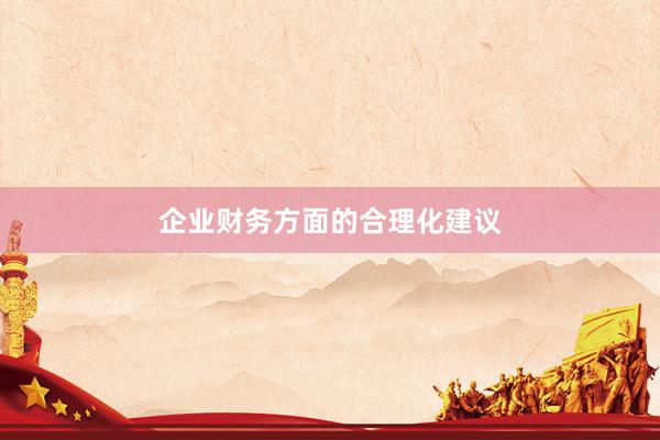 企业财务方面的合理化建议
